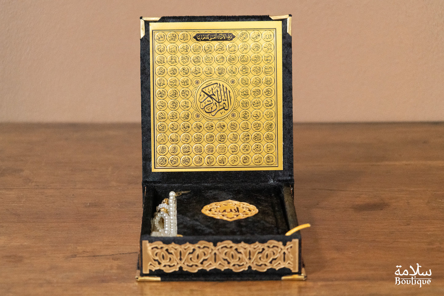 PETIT COFFRET CORAN ET CHAPELET NOIR