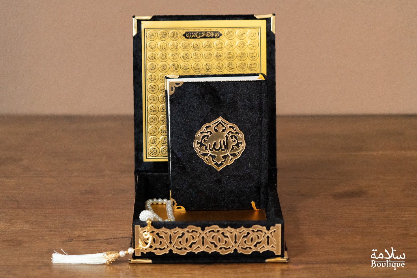 PETIT COFFRET CORAN ET CHAPELET NOIR