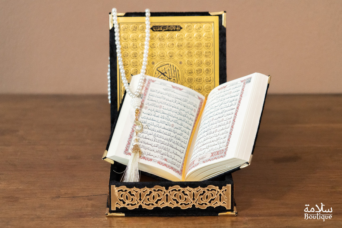PETIT COFFRET CORAN ET CHAPELET NOIR