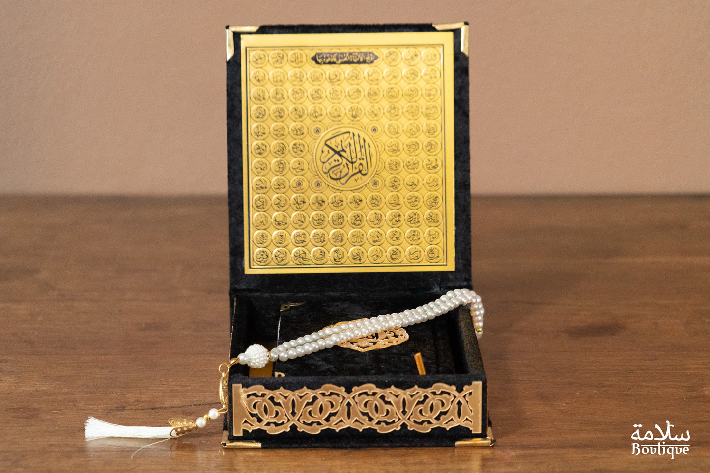 PETIT COFFRET CORAN ET CHAPELET NOIR