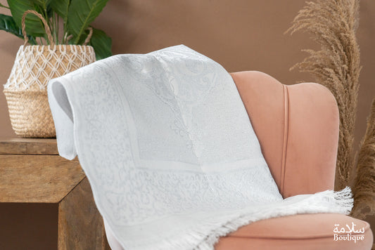 TAPIS DE PRIERE BLANC GRIS METALLISE