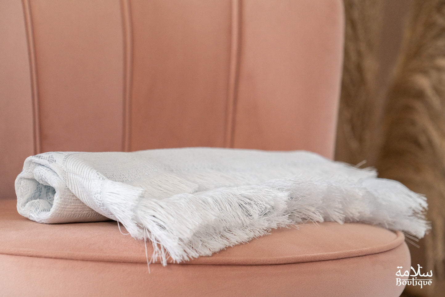 TAPIS DE PRIERE BLANC GRIS METALLISE