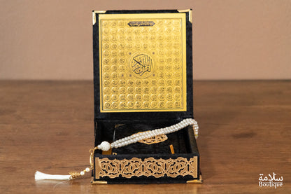 PETIT COFFRET CORAN ET CHAPELET NOIR
