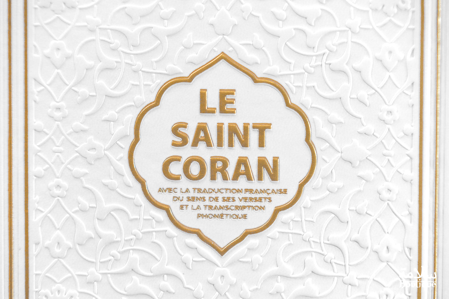 CORAN BLANC ORNEMENT EN RELIEF - S