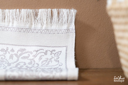 TAPIS DE PRIERE BLANC OR ROSE METALLISE